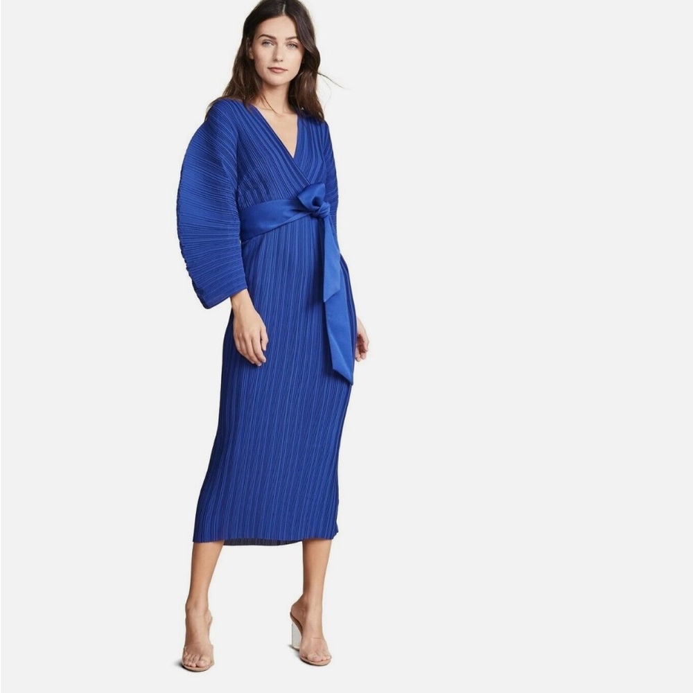 C/MEO COLLECTIVE Decided Cobalt Blue Plisse Pleated Kimono Midi Dress - Picture 2 of 8